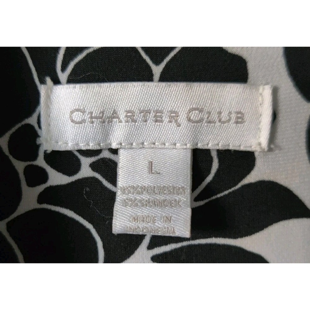 Charter Club Women's Faux Wrap Floral Print Black/White Sleeveless Size L - Picture 3 of 4
